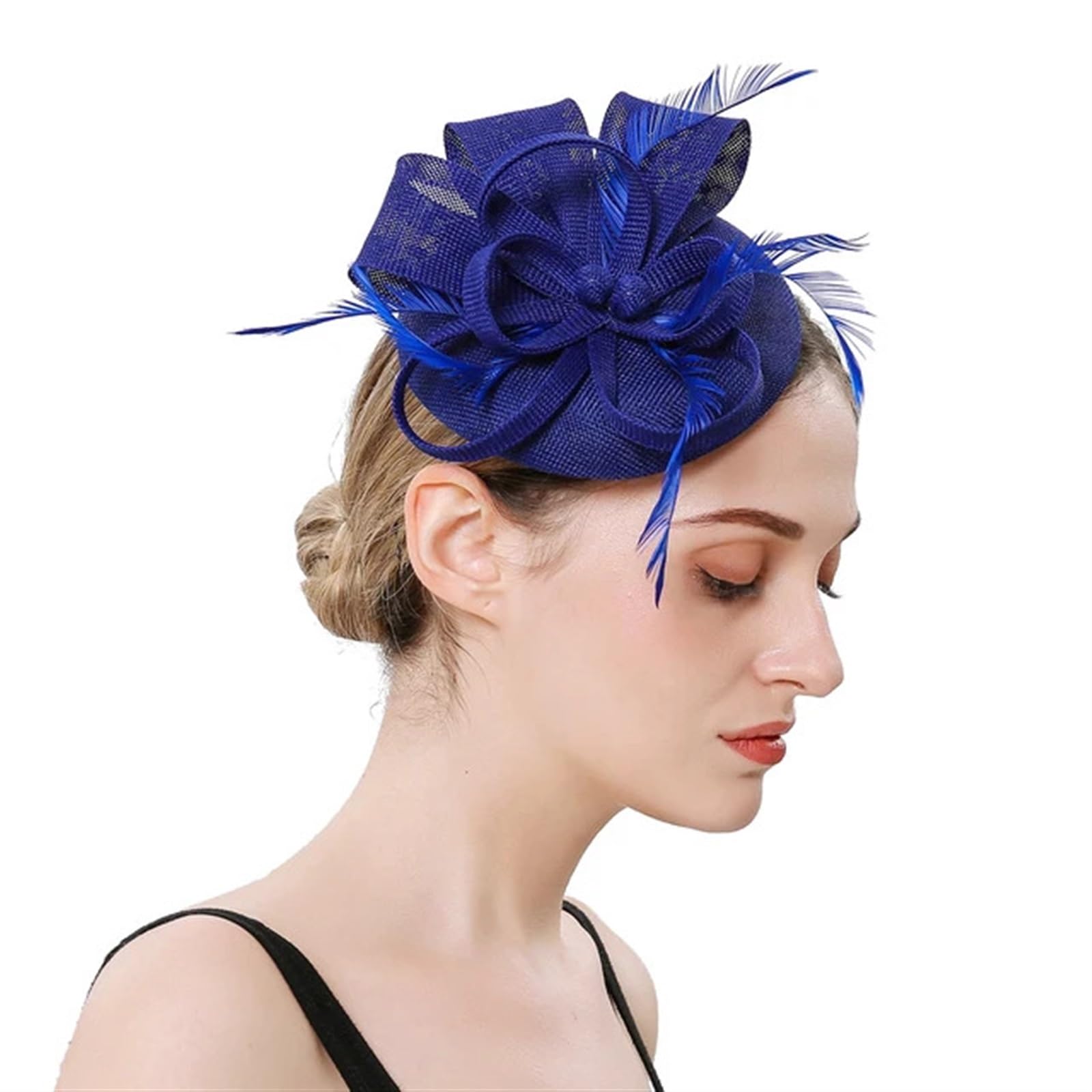 UALXPAO Wedding Hats Women Fascinator Hat Cocktail Wedding Church Headwear Feather Hair Accessories Lady for Tea Party,Weddings(Blue2)