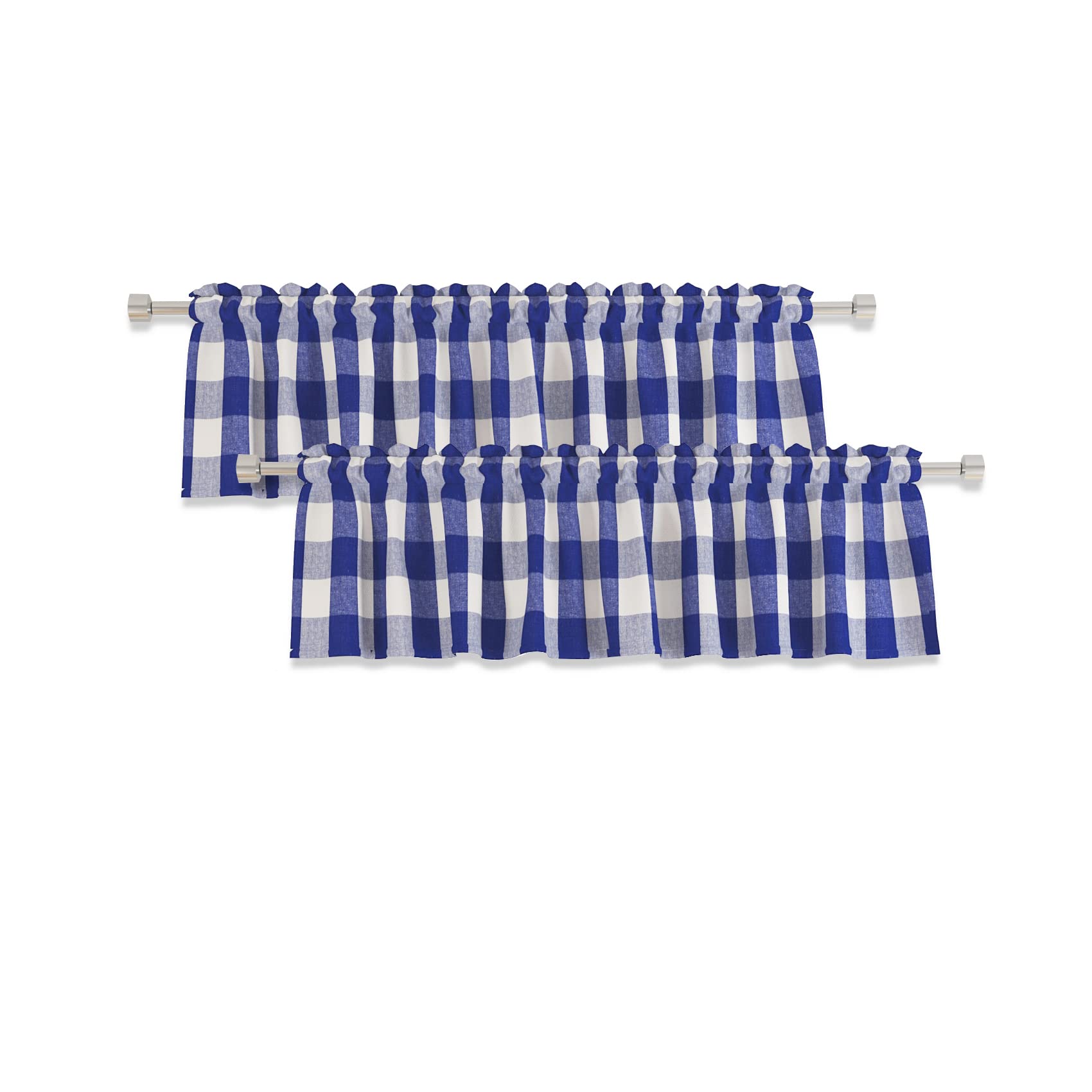 2 Pack Buffalo Check Valances for Windows Living Room 18 inches Long Classic Gingham Plaid Bedroom Bathroom Rod Pocket Country Farmhouse Kitchen