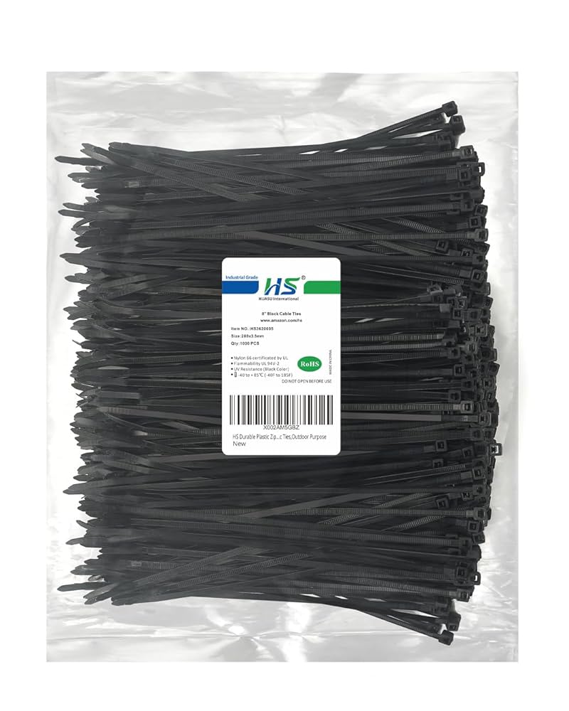 Amazon.com: HS Durable Plastic Zip Ties 8 Inch (Bulk-1000 Amazon.com: HS Durable Plastic Zip Ties 8 Inch (Bulk-1000