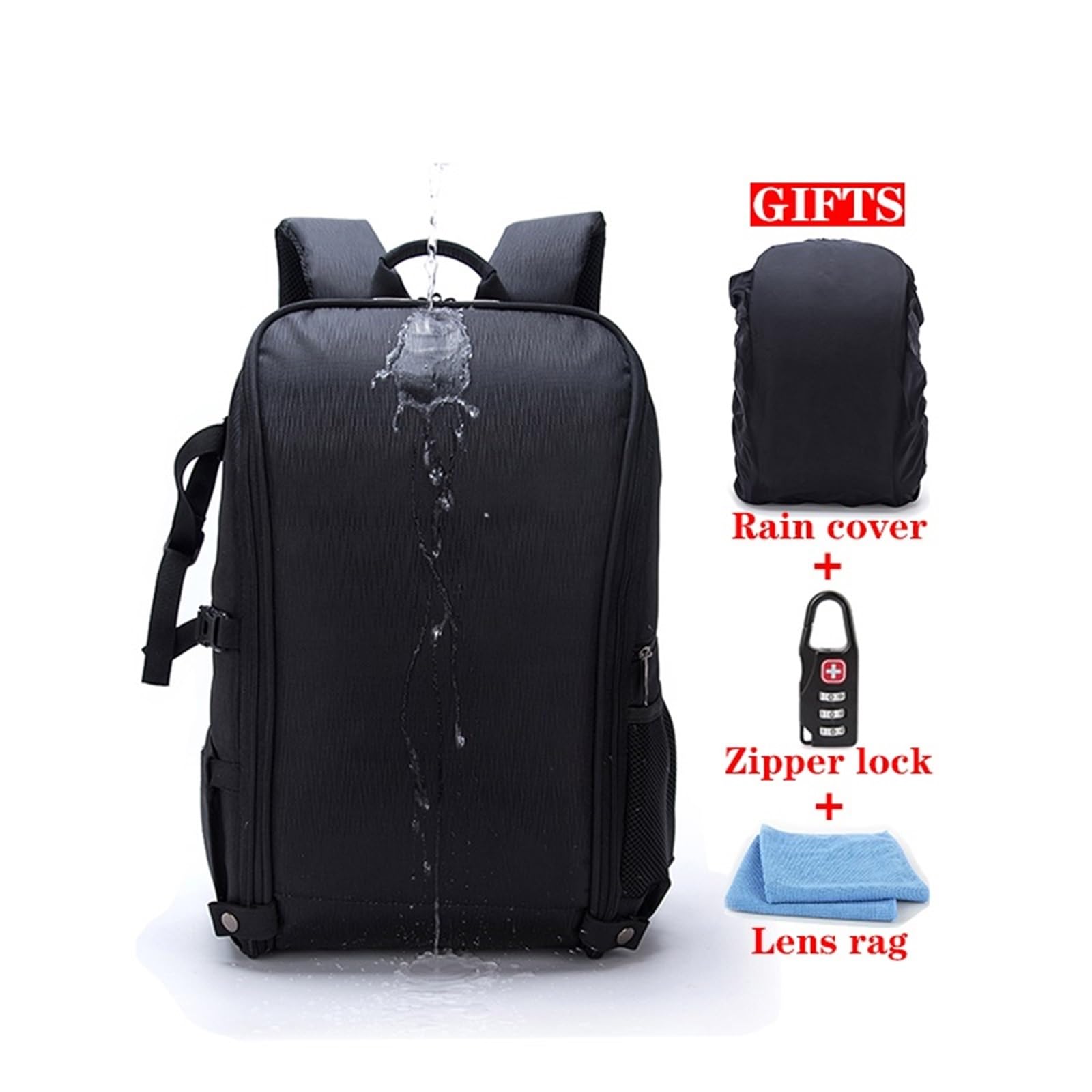 Mochila Fotografia Mochila de gran capacidad, cámara, fotografía impermeable, dron viaje multifuncional(Grey-Red Lining)