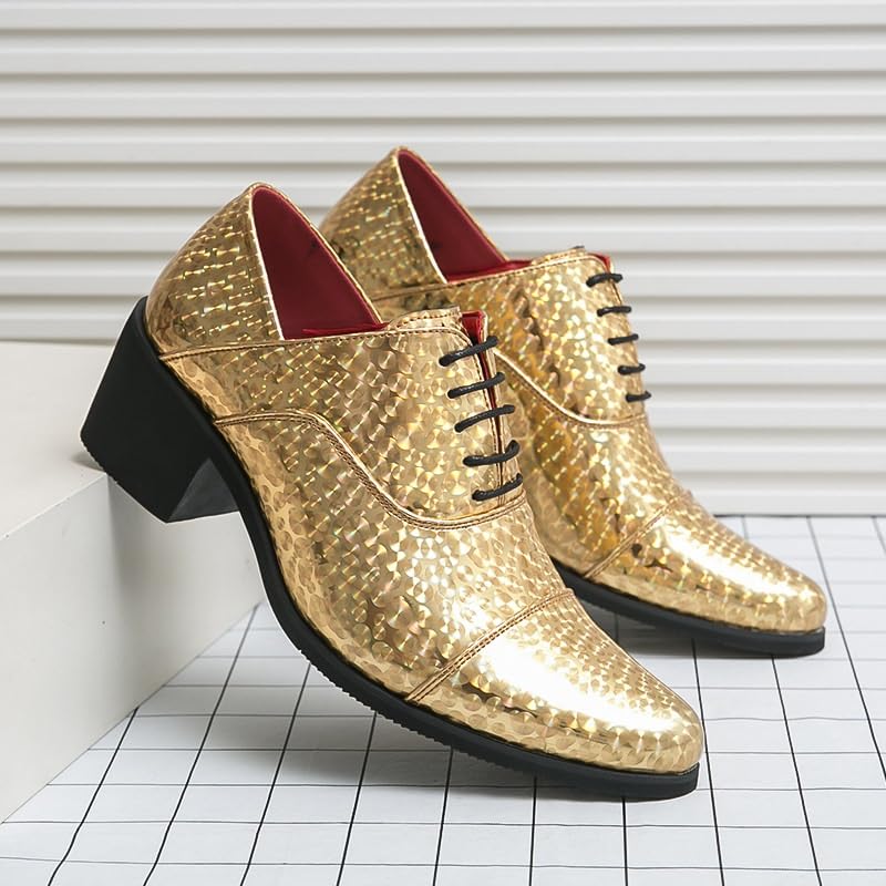 Shiny Gold Formal Shoes for Men Pointed Toe Classic Oxford Shoes Men's Sophisticated Shoes for Wedding & Tuxedo2