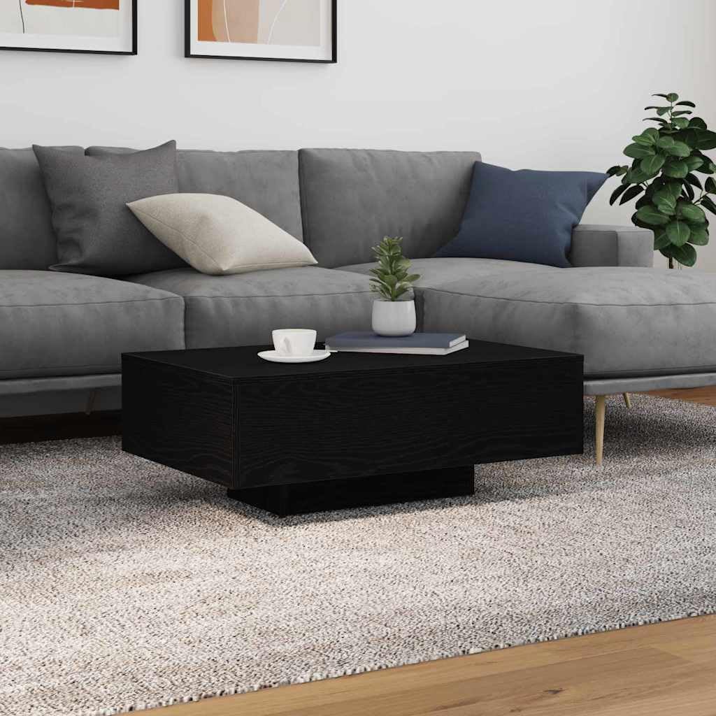 SXZenSpace LED Coffee Table Black Oak 85 x 55 31 cm Contemporary Engineered Wood Small Modern Side for Living Room
