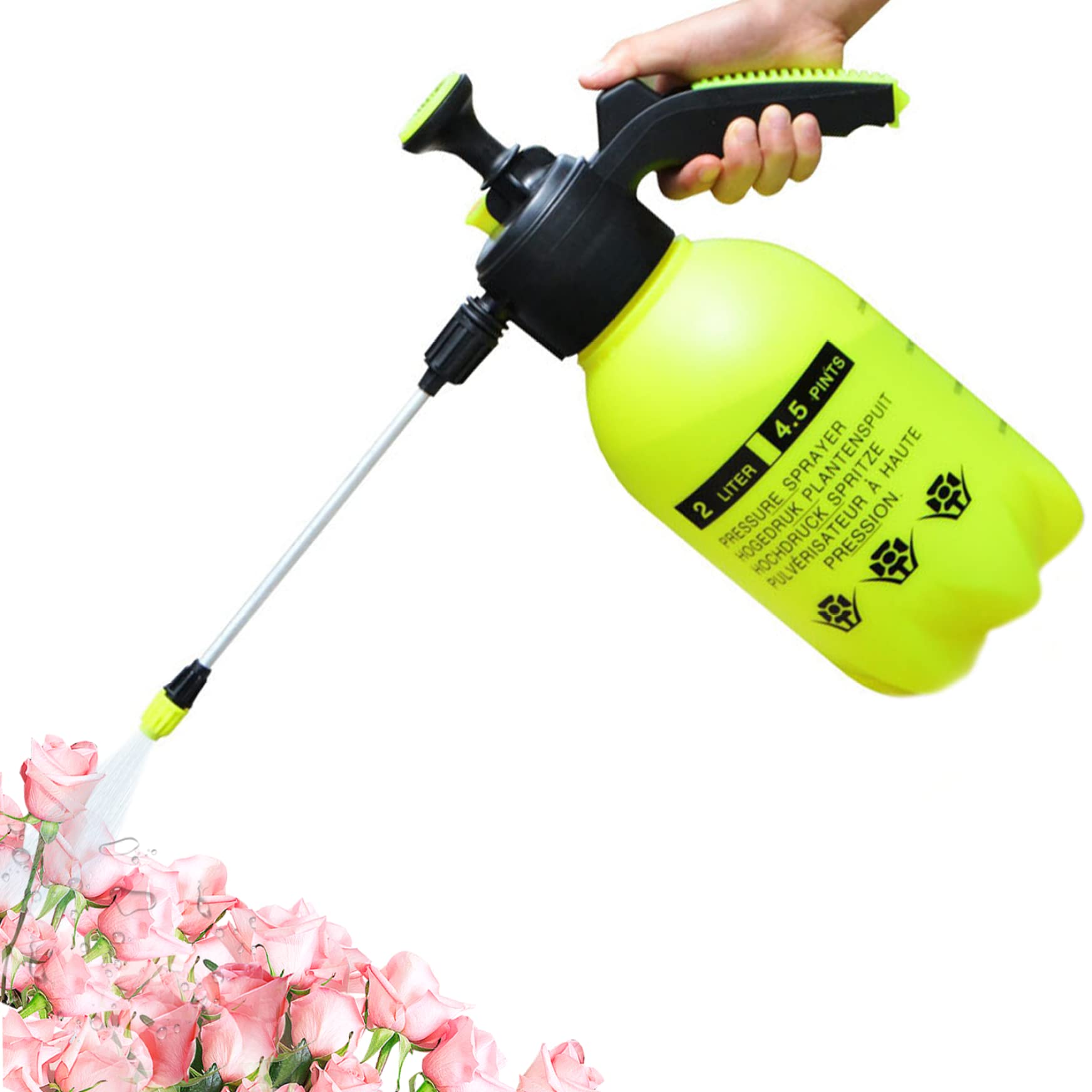 Spruzzatore a pressione Bottiglie spray Pompa da giardinaggio Bottiglia spray da giardino portatile Spruzzatori da giardino con ugello regolabile Bottiglia spray d'acqua a pressione per pianta 2L