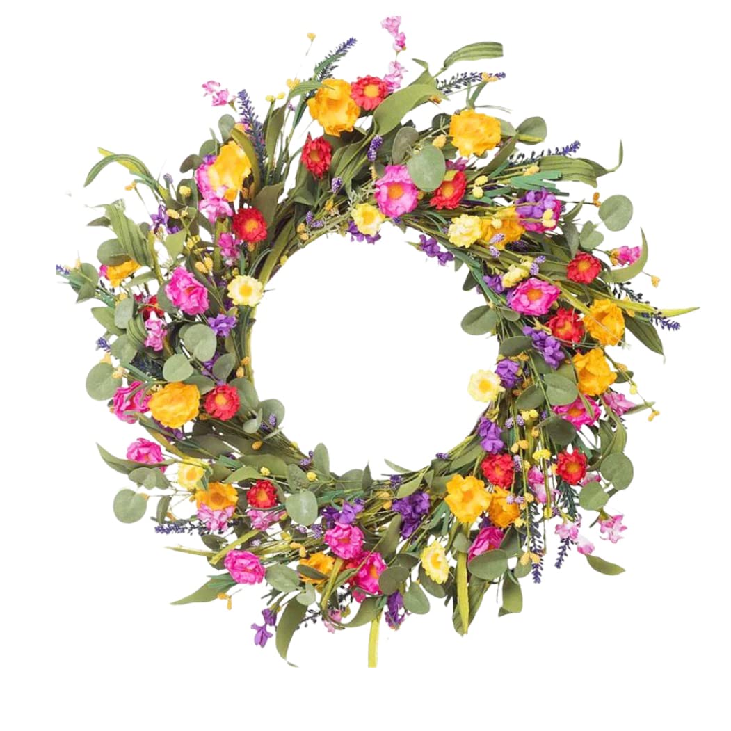 Couronne de Printemps Fleurie pour une Décoration de Table et de Porte de Pâques