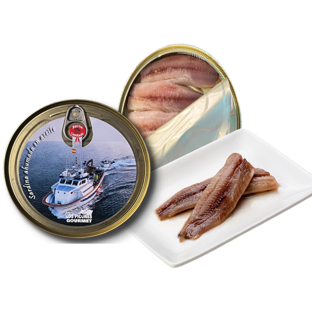 Los Picones Gourmet® Lote Regalo Navidad I Ijada de Atún I Bonito del Norte SaladoI I Anchoas de Santoña I Sardinas Ahumadas en Aceite I Hansa Anchoas en Mantequilla Ecológica I Mojama de Atún Extra