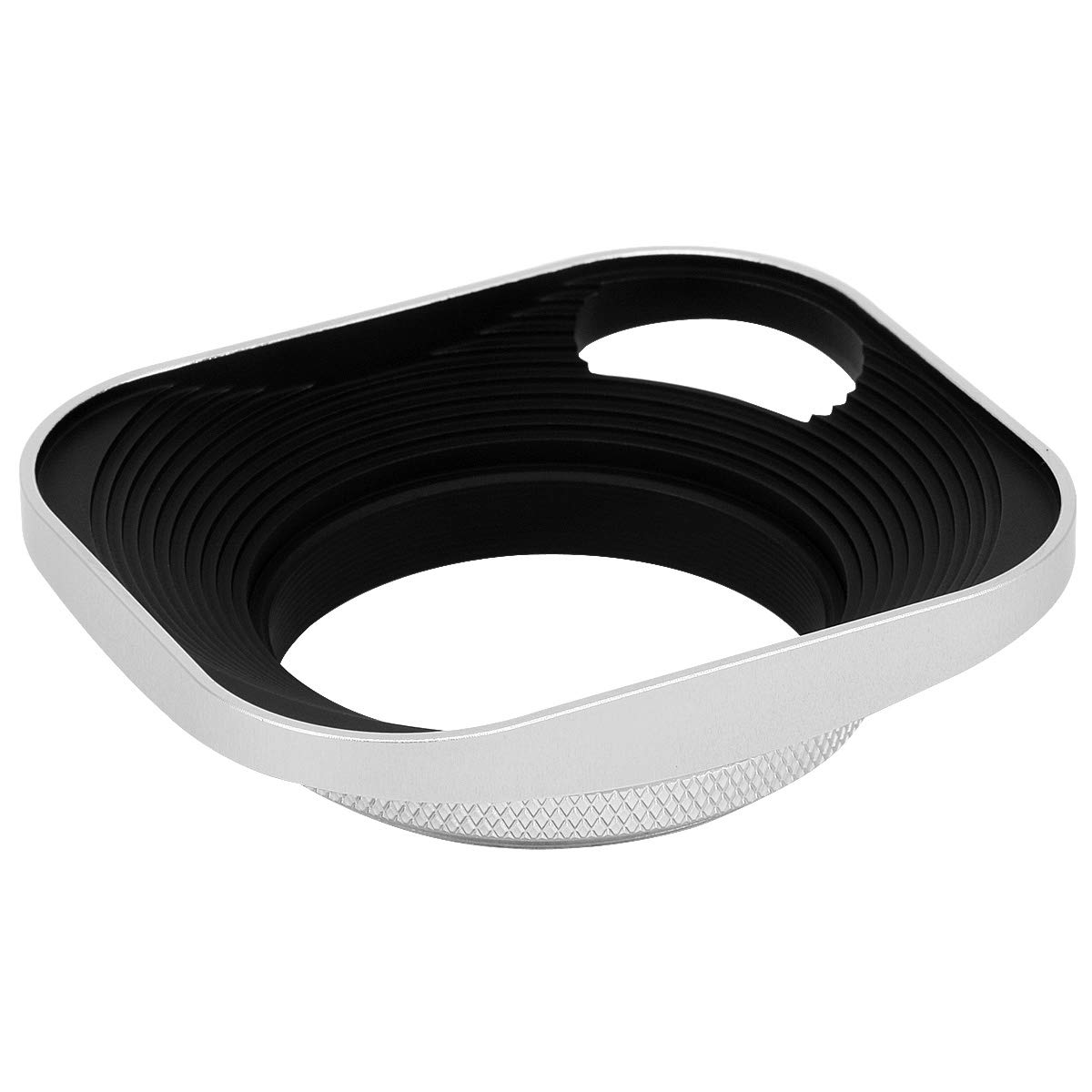 Haoge LH-S43P - Parasol cuadrado de metal de 43 mm para objetivo de rosca para cámara Leica con lente de rosca E43 de 43 mm, color plateado
