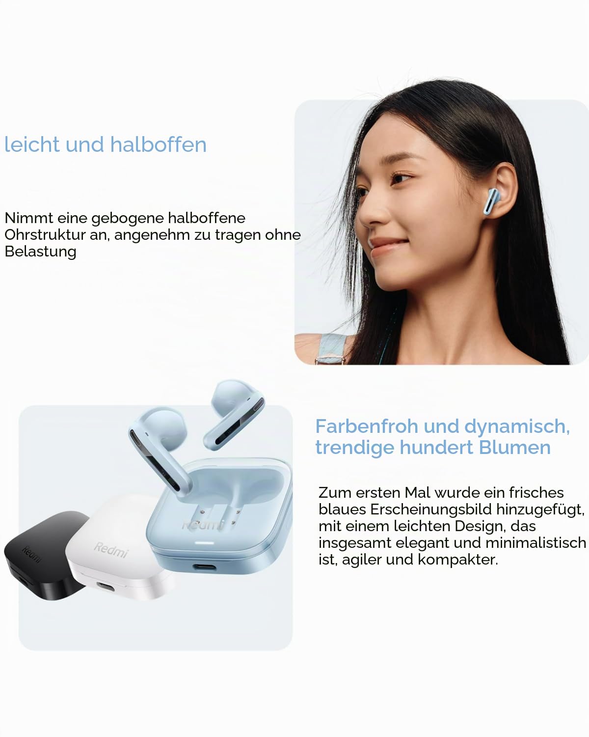 Xiaomi Redmi Buds 6 Active Wireles Earbuds (Global Version), Bluetooth 13.7 cm Ear Kopfhörer, 30H lange Akkulaufzeit, Geräuschunterdrückung für Anrufe, 5 Tuning-Modi, IPX4 wasserdicht, Weiß