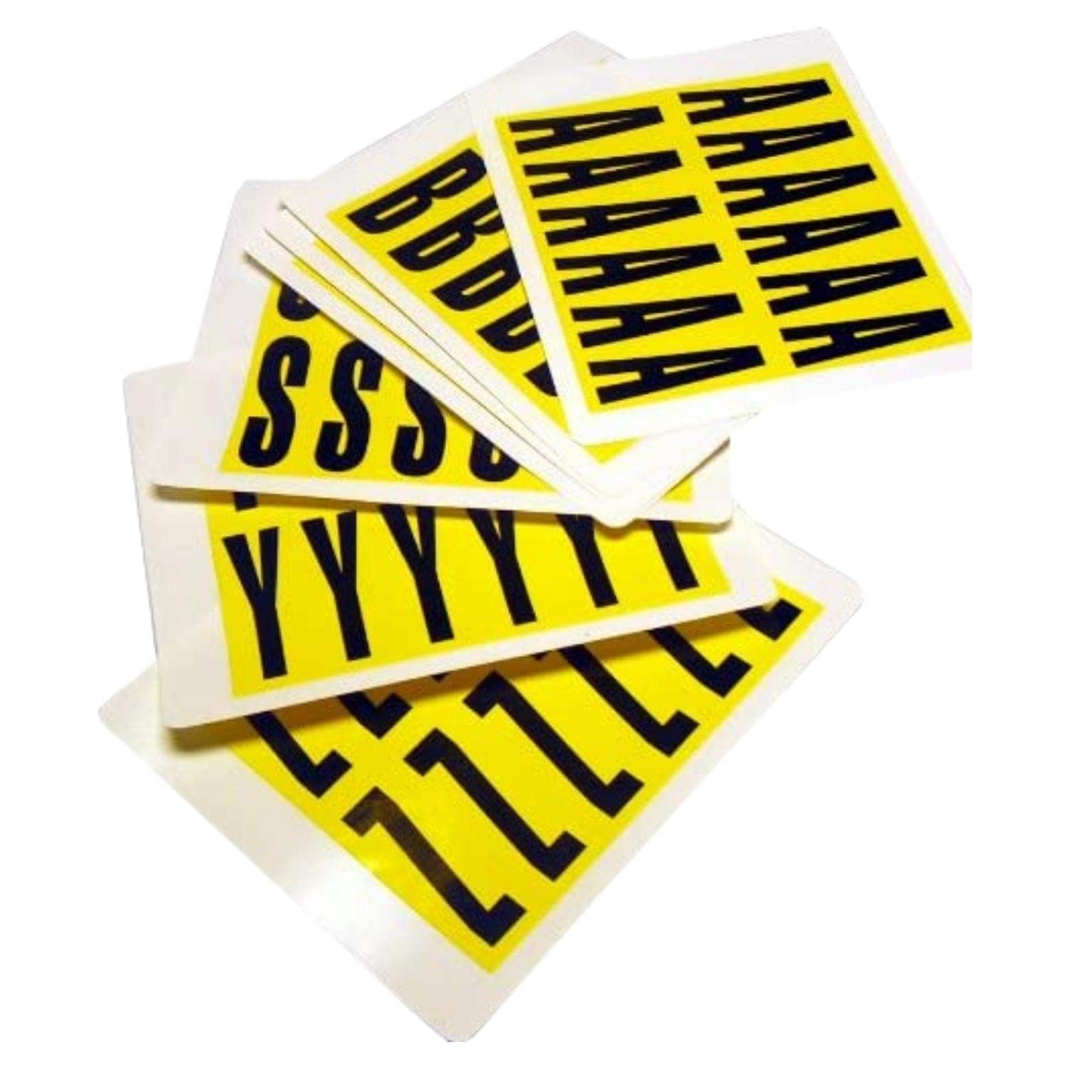 Self-Adhesive Labels Numbers A-Z, Easy Warehouse Identification, Clean Peel - Leaves No Residue, Each Card is 21mm High X 56mm Wide - Yellow