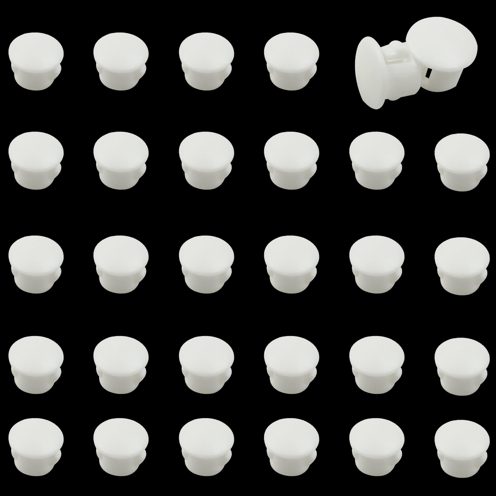 Produktbild von 30× Schwarze Lochstopfen 6 Mm – Bündige Abdeckkappen Aus Kunststoff Für Möbel & Co.