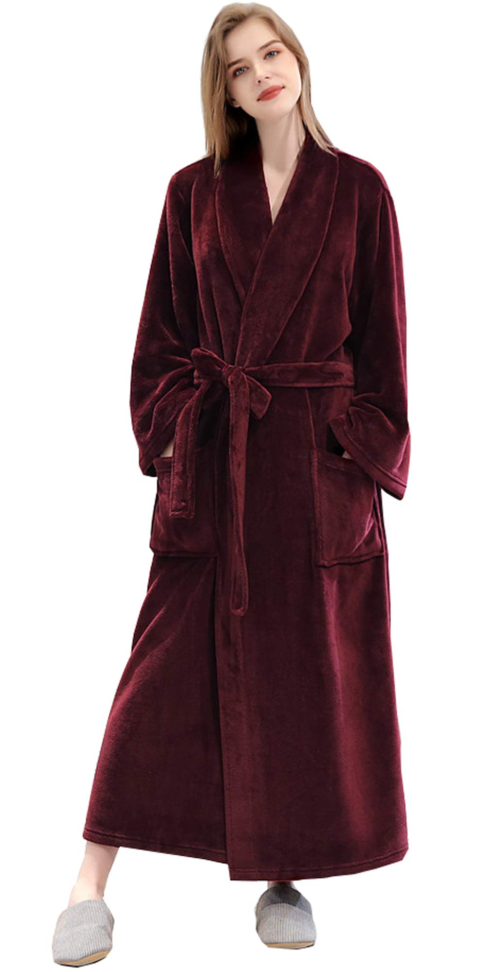 knee length dresses for ladies Ladies Fleece Lined Flannel Nightrobe - Red Tartan | Small main image 0