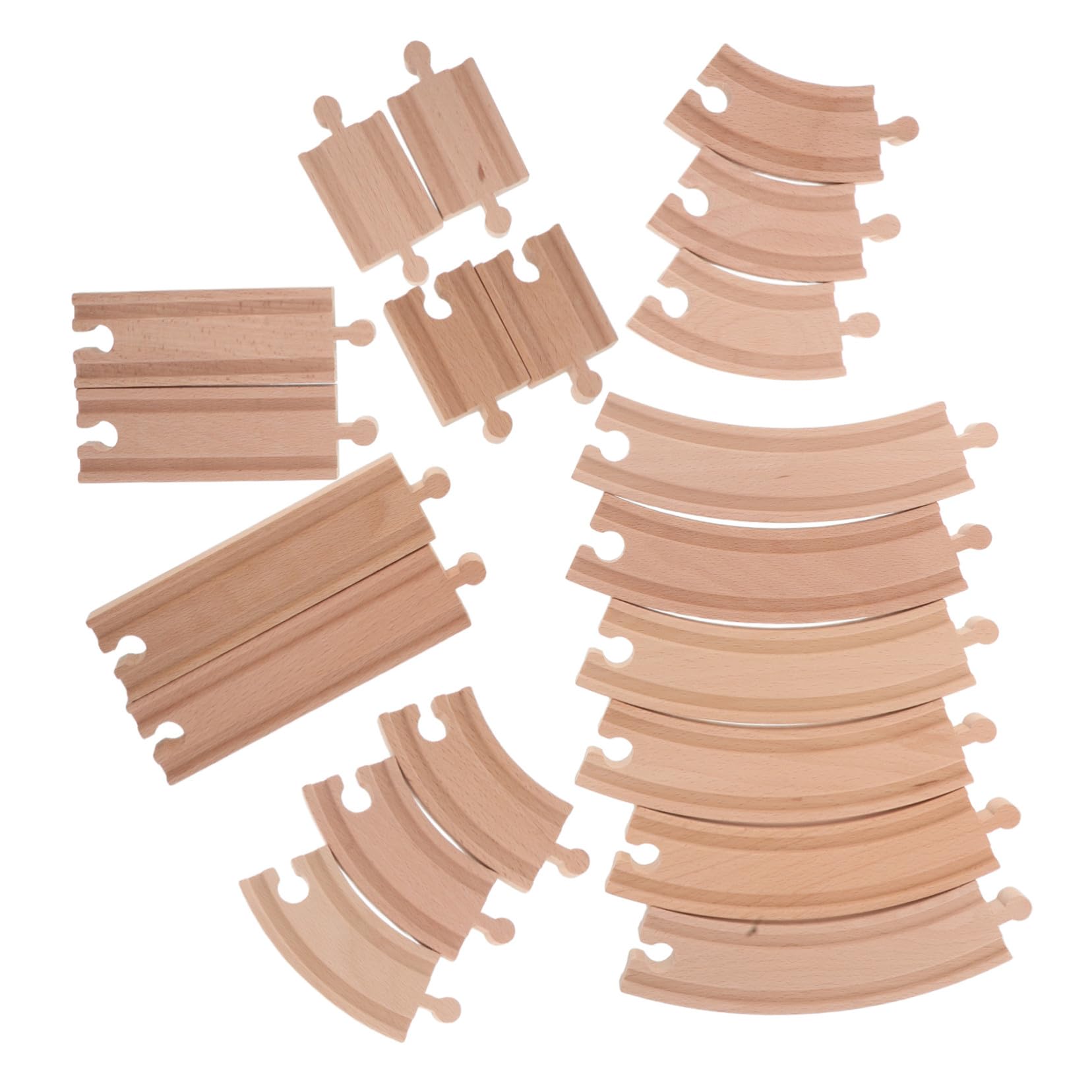 Mipcase Accessori Binari Treno in Legno Set Espansione per Piste Curve e Dritte per Costruzione Creativa e Gioco Ragazzo Ragazza