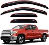 Lightronic Extra Durable Clip-on in-Channel Auto Vent Window Visor, Fits 2007-2021 Toyota Tundra, Double Cab, UV Protection Rain Guard, Original Wind Deflector, No-Drill Install, Dark Smoke, 4-Pcs