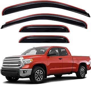 Lightronic WV194761 in-Channel Side Window Visor Deflector Rain Guard, Dark Smoke Shatterproof, 4-Pieces Set for 2007-2021 Toyota Tundra Double Cab