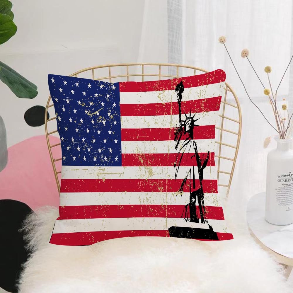 Hyosxw Statue Of Liberty. American Symbol. American - A3 Cushion Cover,Throw Pillow Case Home Decorative For Living Room Bedroom Sofa Chair 18X18 Inch,Statue Of Liberty. American Symbol. American Flag. Usa. Freedom.,Pillowcase 45X45cm