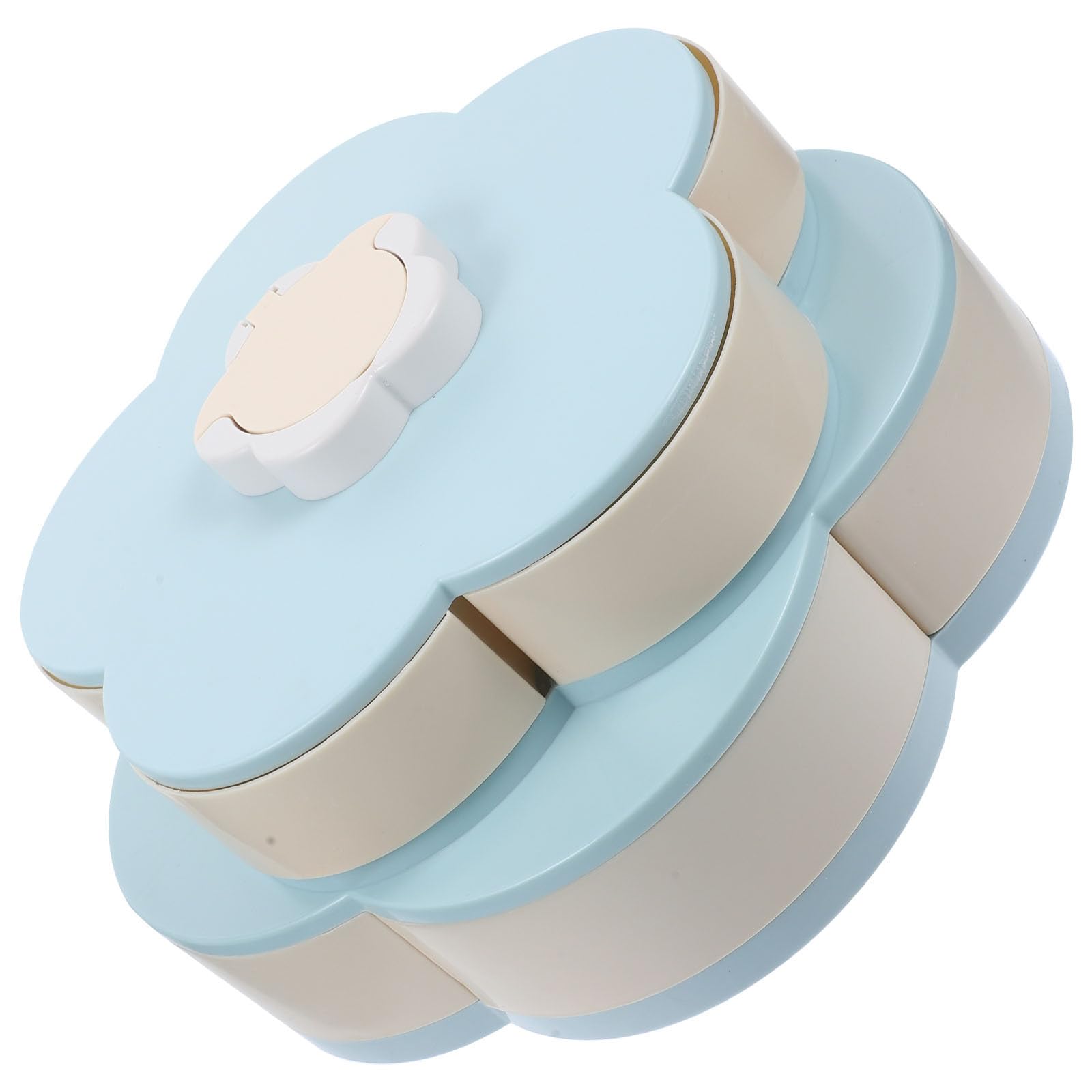 SHINEOFI Contenitore in Pp Blu Colore Casuale per Snack a Forma di Fiore con Doppio Strato e Scomparti Multipli con Porta Telefono Integrato per Housewearing