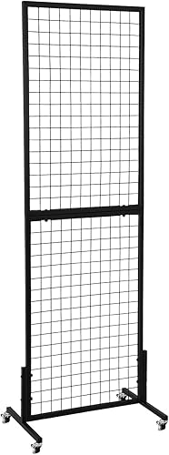 Miniatura 10 de Paquete de 2 paneles de pared de rejilla de 1.8 x 5.7 pies, estante de exhibición con ruedas base en T, panel de rejilla independiente para