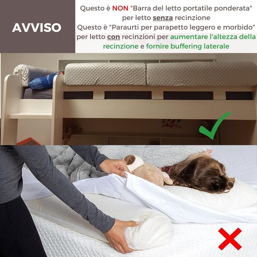 Paracolpi Per Lettino Bambini - Imbottitura Sicurezza Anticaduta, 90cm Grigio