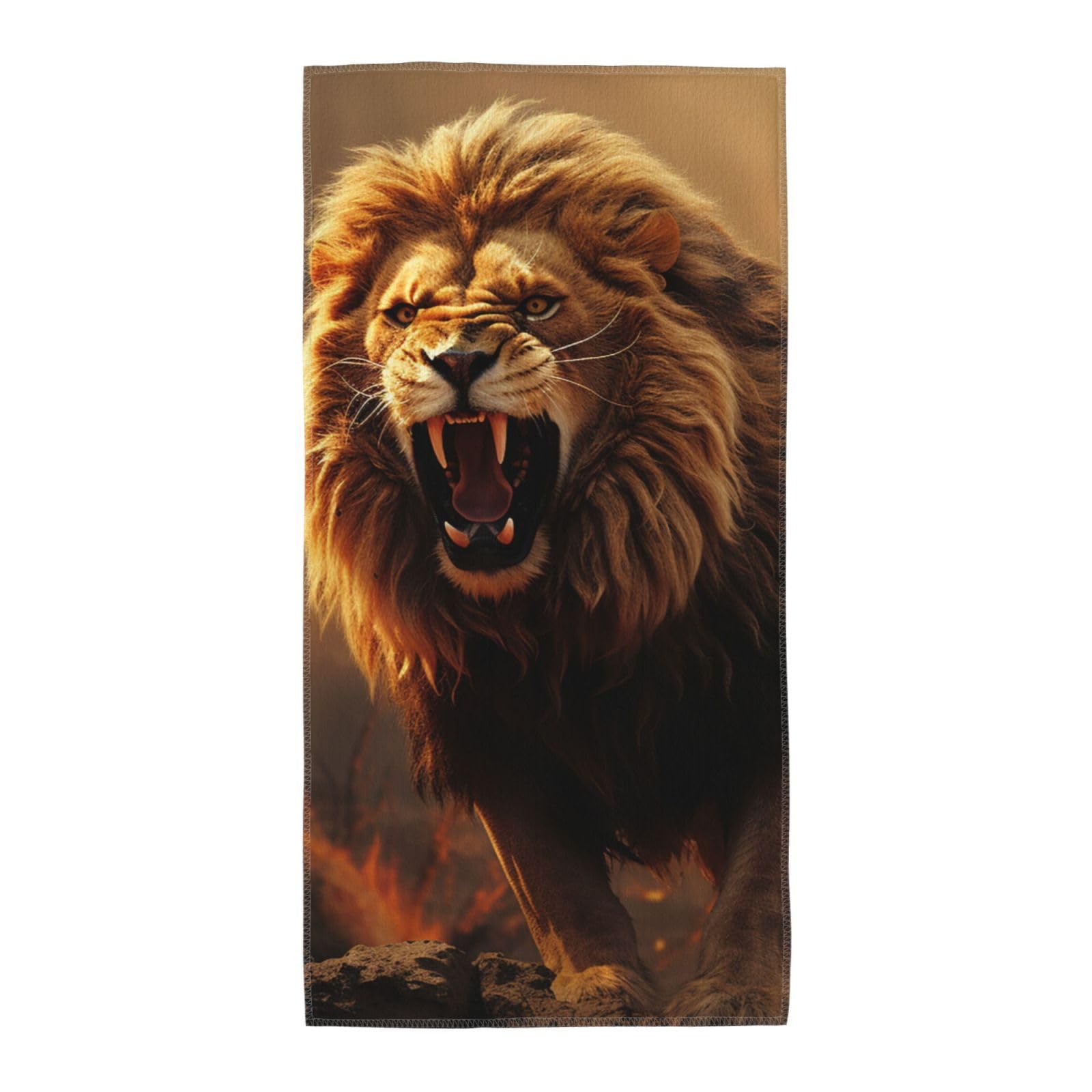 FodPand Microfiber Hand Towels for Bathroom, Soft Absorbent Decorative Face Towel Angry Roaring Lion Guest Bath Towel 12"X24" Kitchen Dish Towel for Bathroom Kitchen Hotel Gym Spa Towels
