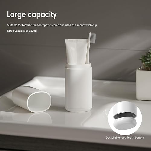 Miniatura 2 de BALUCA Estuche para cepillo de dientes de viaje, soporte portátil para cepillos de dientes y recipiente para pasta de dientes con taza de enjuague
