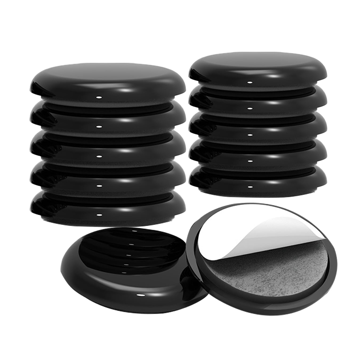 elook 12 PCS Furniture Sliders for Carpets, 50mm Appliance Sliders, Self Adhesive Sliders, Moving Heavy Furniture Quickly and Easily - Black