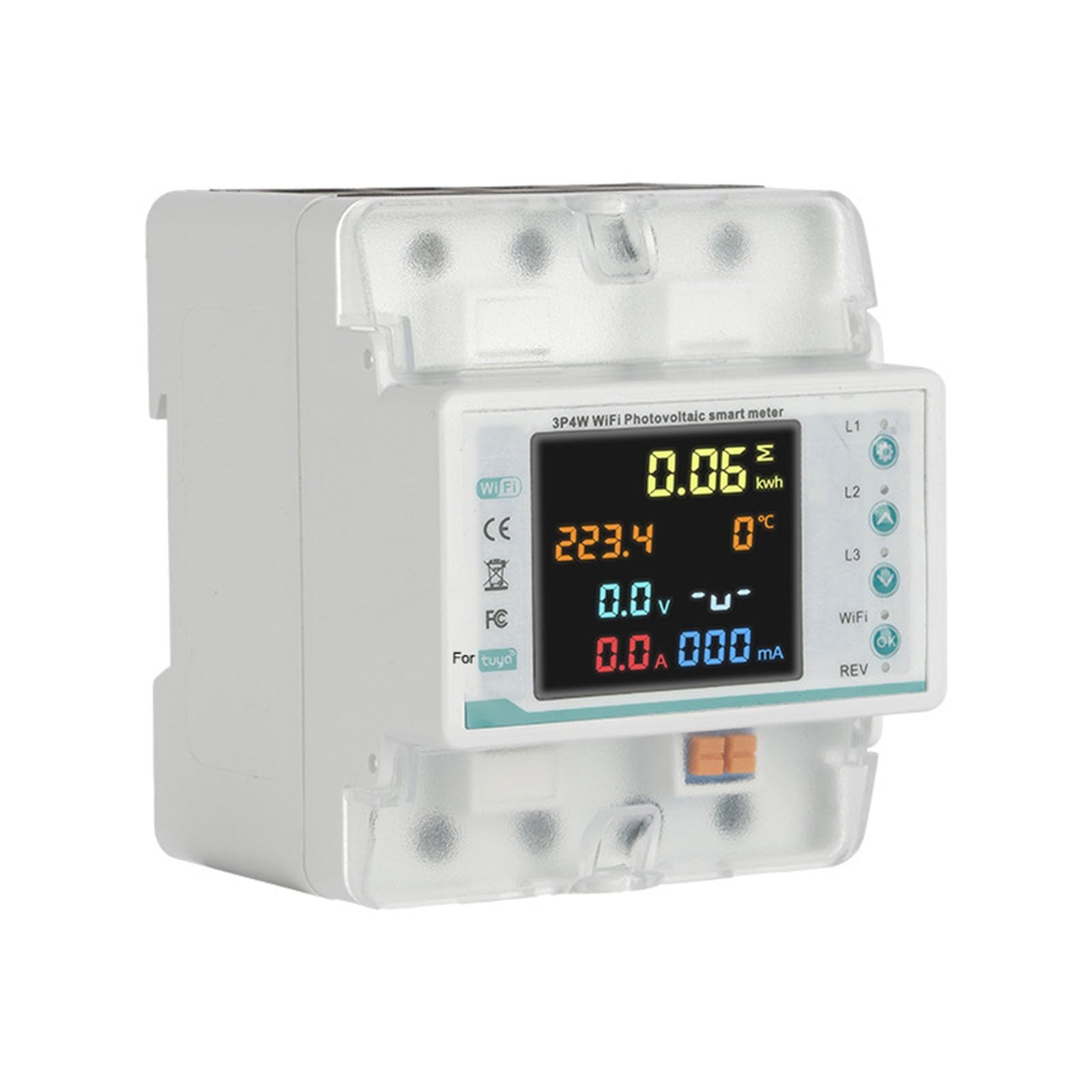 Smart 3 Phase WiFi Contatore di energia 100A Display LCD Monitor di energia Analizzatore di consumo energetico con protezione da sovratensioni per il sistema solare domestico industriale