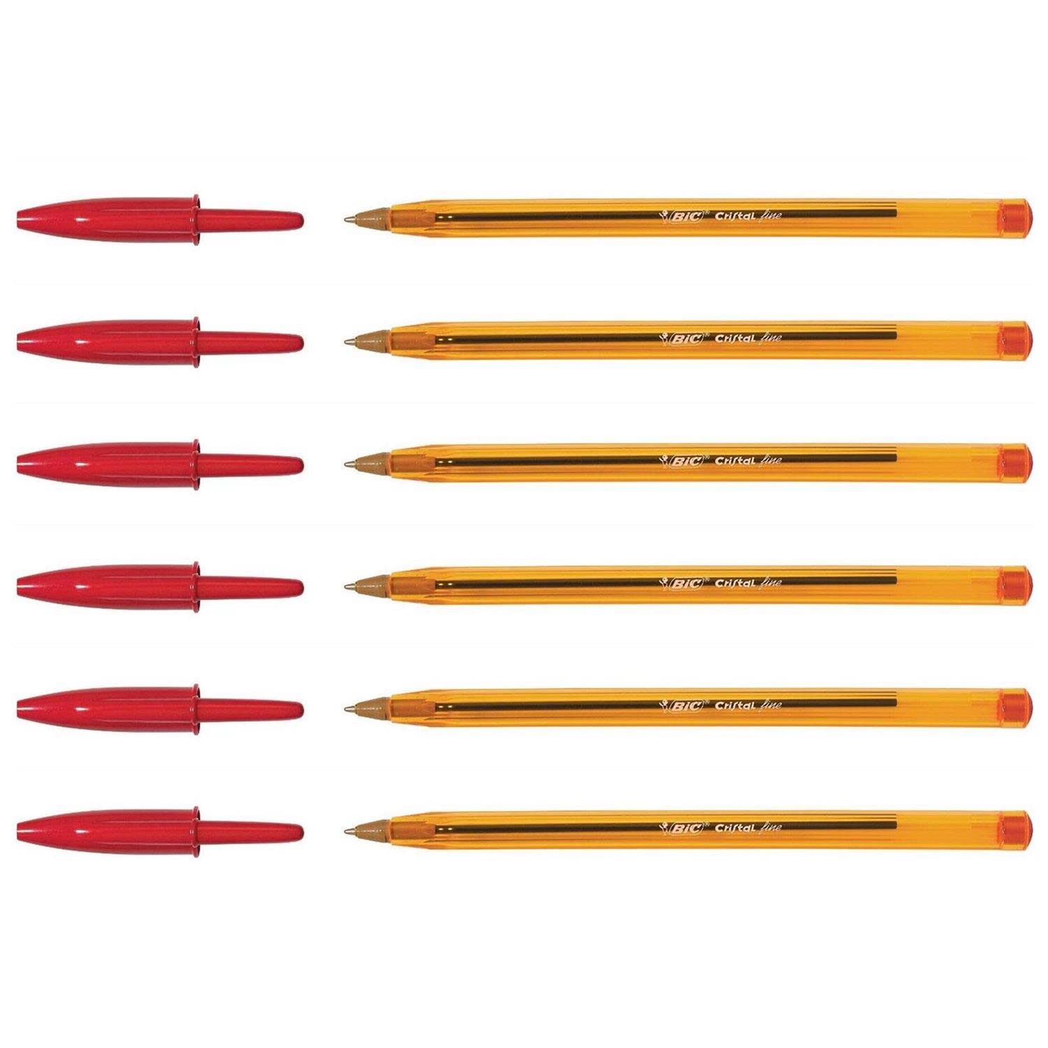 BIC Set of 6 CRISTAL fine pens red tip
