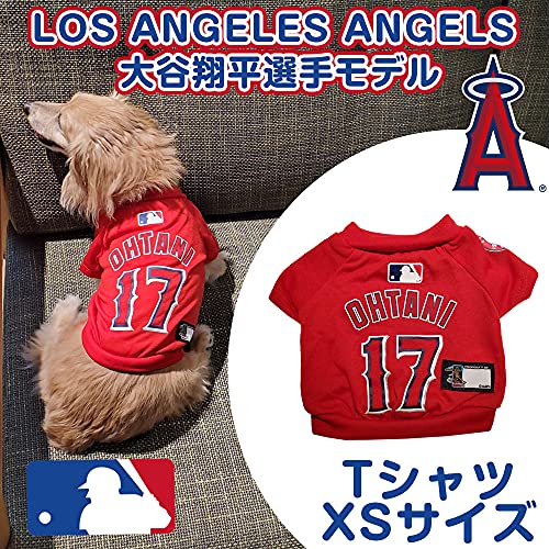 Image of MLBPA SHOHEI OHTANI #17 TEE Shirt for Dogs & Cats. MLB Los Angeles Angels Dog T-Shirt, X-Small | Sports Dress for Pets | Licensed Sporty Dog Shirt.