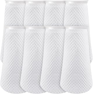 Filter Socks, 8 Pcs 4 Inch 3D Honeycomb Design Saltwater Filter Socks, 4 Inch Ring by 11.8 Inch Long Saltwater Aquarium Filter Sock, 150μm Aquarium Sump Filter Bags