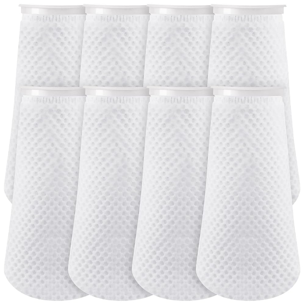 Azonee Filter Socks, 8 Pcs 4 Inch 3D Honeycomb Design Saltwater Filter Socks, 4 Inch Ring by 11.8 Inch Long Saltwater Aquarium Filter Sock, 150μm Aquarium Sump Filter Bags