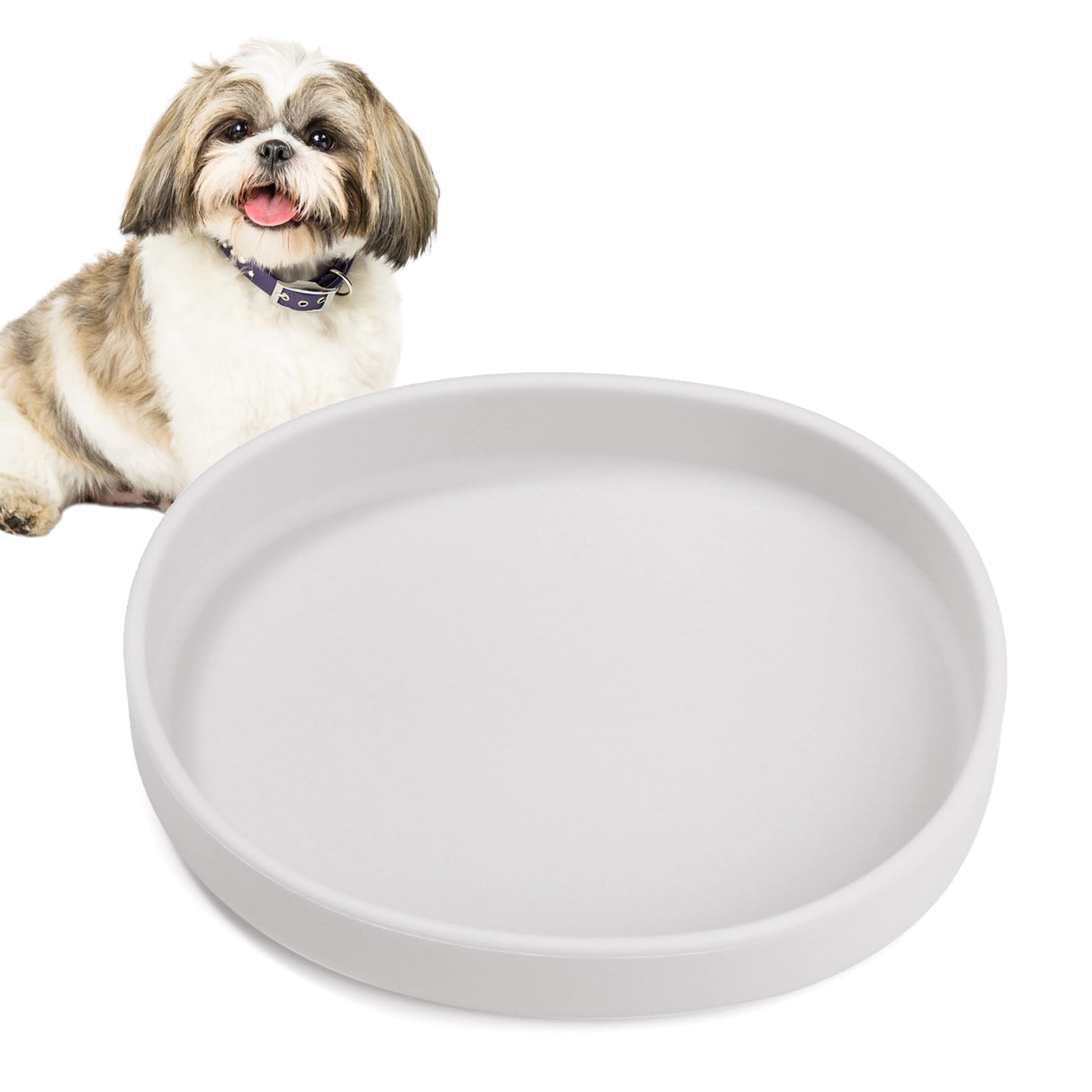 BNOSDM Silicone Dog Food Plate Shallow Dog Bowl Flat Cat Dish 1 Pack Small Puppy Plates for Small Dogs and Cats Whisker Fatigue Pet Feeding Bowls for