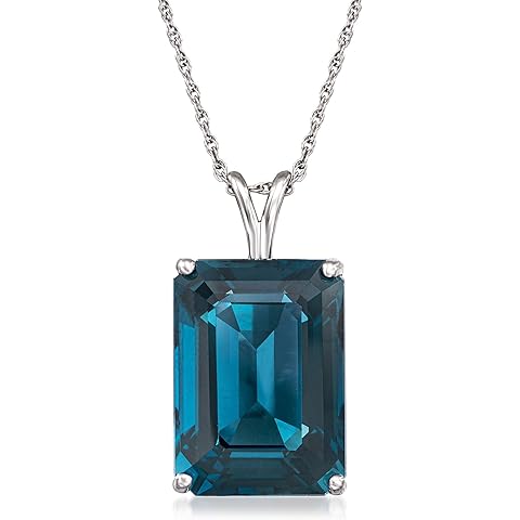 Ross-Simons 14.00 Carat London Blue Topaz Pendant Necklace in Sterling Silver. 18 inches