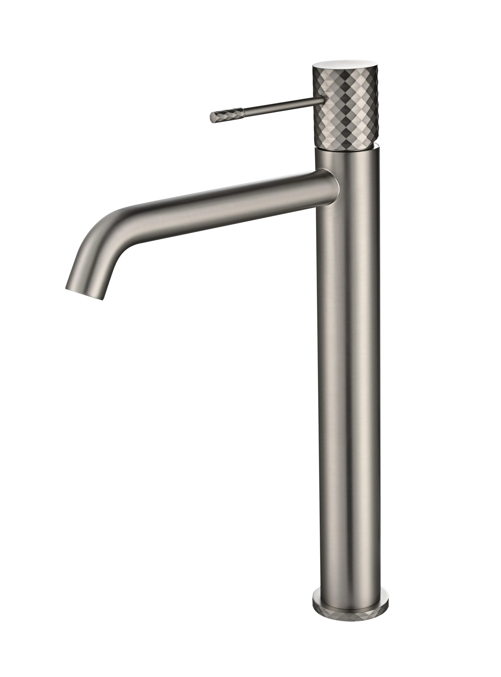 Imex - Robinet de lavabo en nickel avec bec haut | Robinet pour lavabo de salle de bain avec eau froide et chaude | Robinetterie monocommande effetus cascade avec bec en laiton | Série Gênes | Couleur