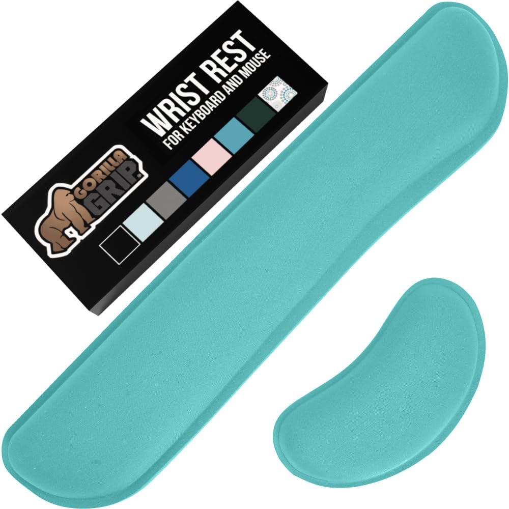 GORILLA GRIP Silky Gel Memory Foam Wrist Rest for Computer Keyboard, Mouse, Ergonomic Design for Typing Pain Relief, Desk Pads Support Hand, Arm,