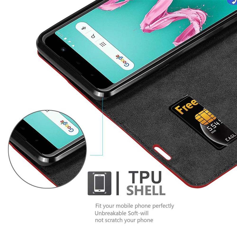 Cadorabo Custodia Libro Portafoglio Per WIKO Robby Rosso Mela – Con Vani Carte E Chiusura Magnetica