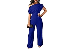 Women's Comfort Wide Leg Blue Jumpsuits