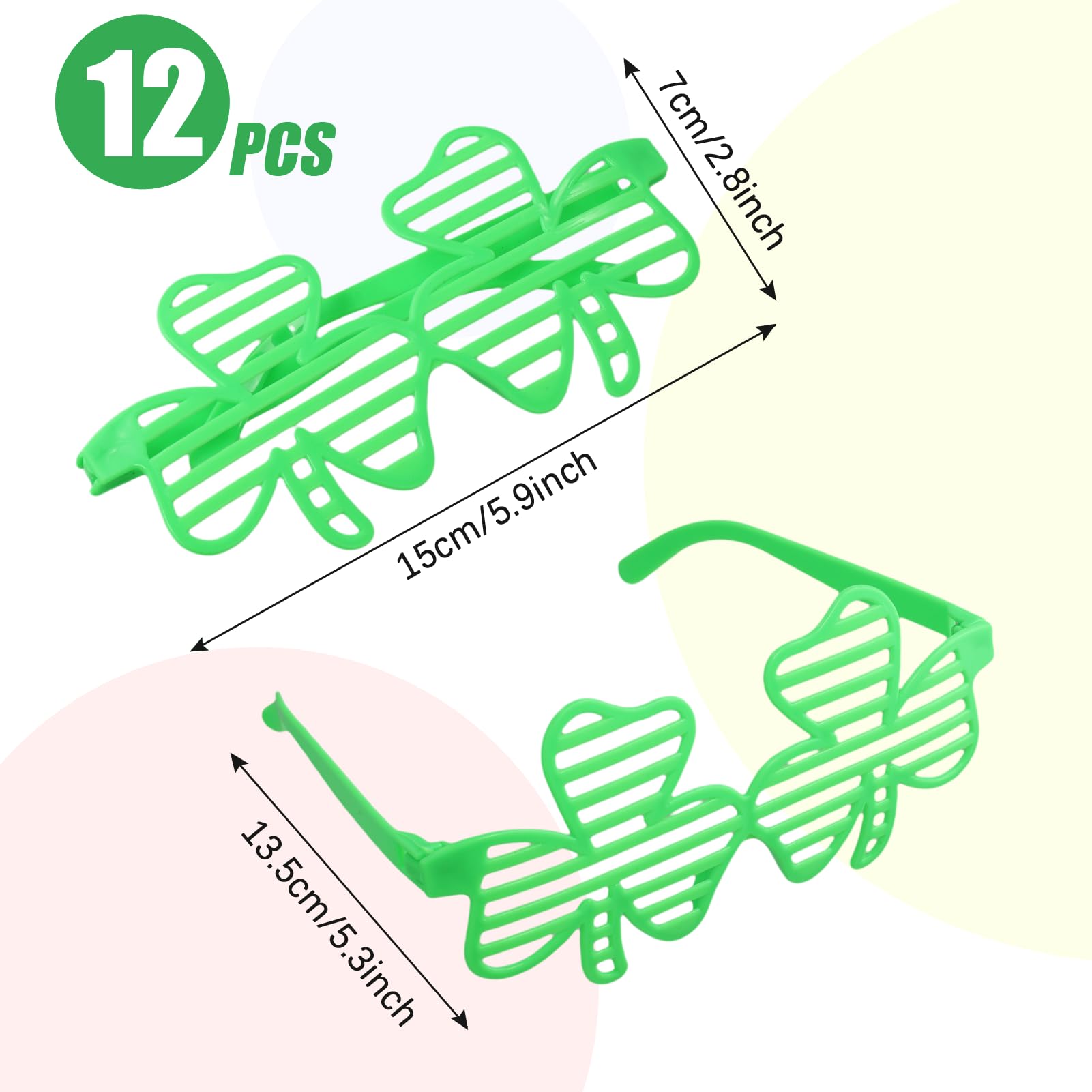 Aifrymne 12 works of St. Patrick's Day Shamrock Glasses, Green Eyeglasses for Party Favors St. Patrick's Day Decorations - Image 2
