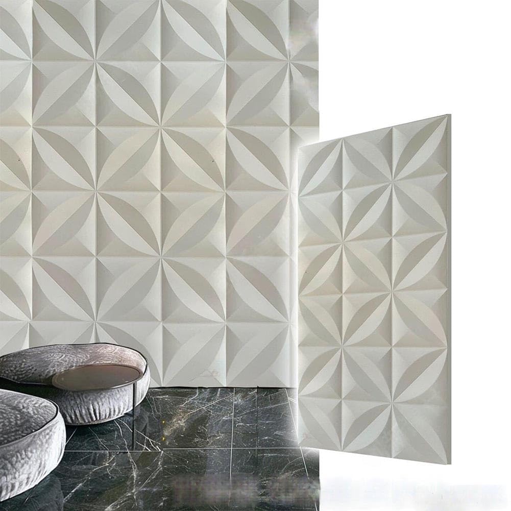 Pannelli Murali 3D in PU per Decorazioni D'interni, Piastrelle Murali 3D con Texture A Quadrifoglio Mattoni Profilati in PU Leggeri per Decorazioni D'interni Fai da Te(Bianco,10PCS)