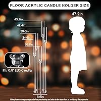 Vista 4 de Centros de mesa acrílicos de 5 brazos para bodas, candelabros de piso con pantalla extraíble para fiesta de Navidad, chimenea, día de San Valentín