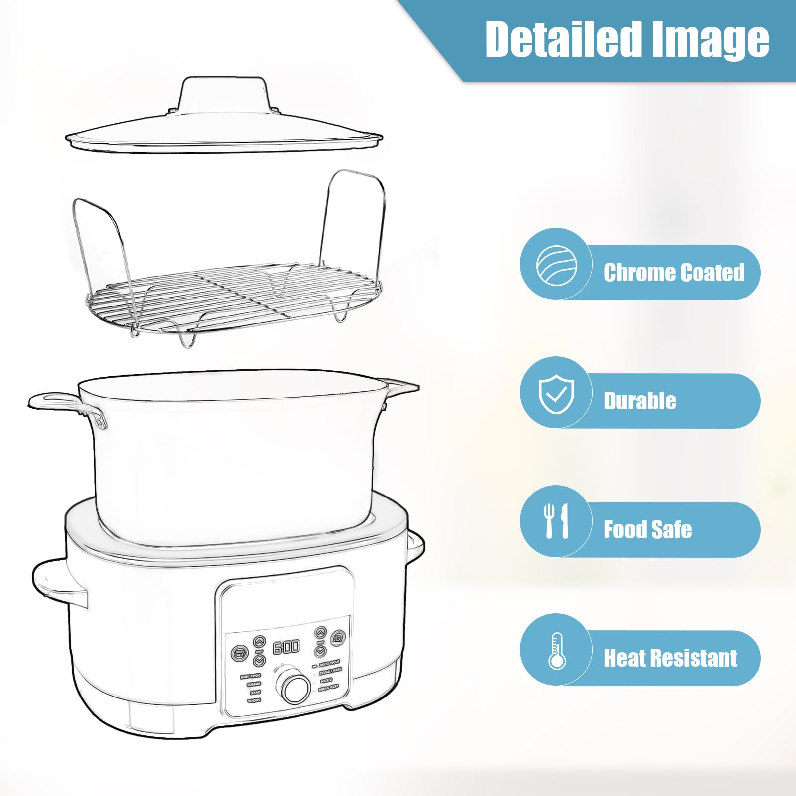 Steam and Roasting Rack for Ninja Foodi Possible Cooker Pro 8.5 Qt MC1000 MC1001 MC1010 Series - Image 4