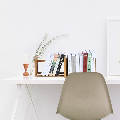 Miniatura 4 de Estantería de escritorio expandible, estantería de escritorio de bambú, mini estantería organizadora de mesa para oficina y hogar