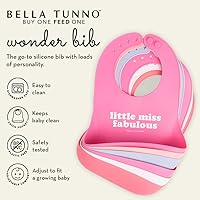 Vista 2 de Bella Tunno Babero para comer, babero de silicona impermeable con receptor de alimentos grande, ajuste ajustable para bebés de 4 a 12 meses y niños