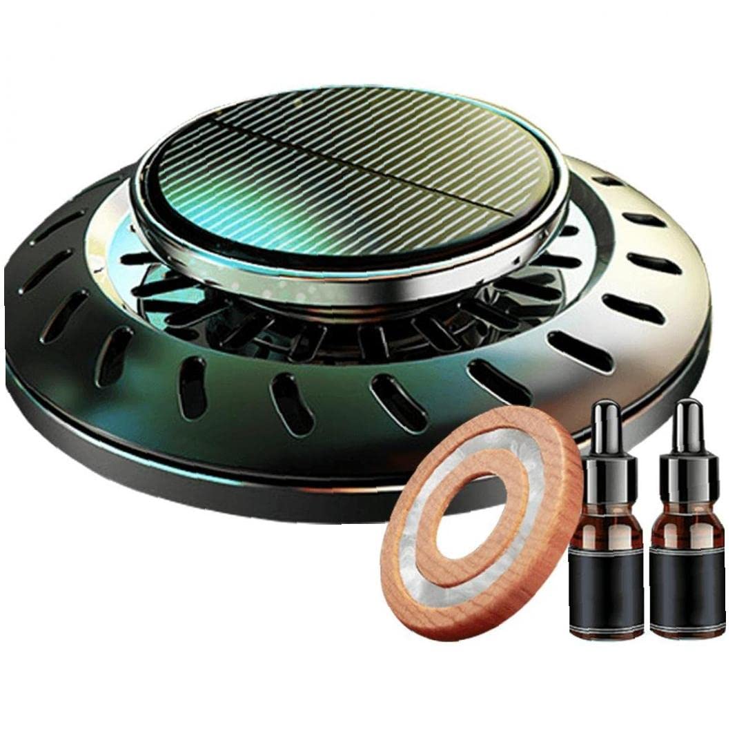 PiniceCore Car Air Fresheners, Solar Car Aroma Diffuser Car Interior Accessories,Solar Rotating Cologne Aromatherapy Essential Oil Diffuser Fragrance (black)