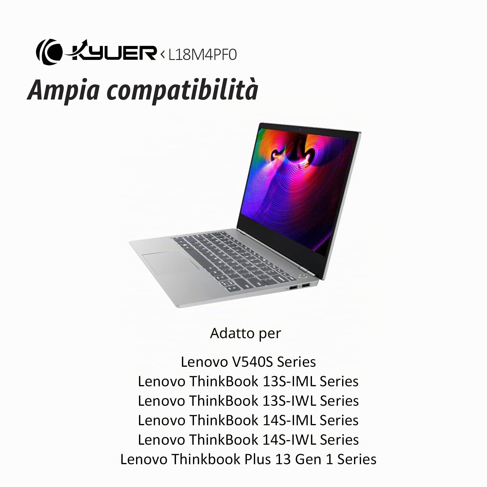 K KYUER 45Wh L18M4PF0 L18C4PF0 Batteria per Lenovo ThinkBook 13S-IML 13S-IWL 14S-IML 14S-IWL 20RR 20R9 20RS 20RM Thinkbook Plus 13 Gen 1 13.3" L18D4PF0 5B10W67315 5B10S73499 5B10S73500 5B10S73501