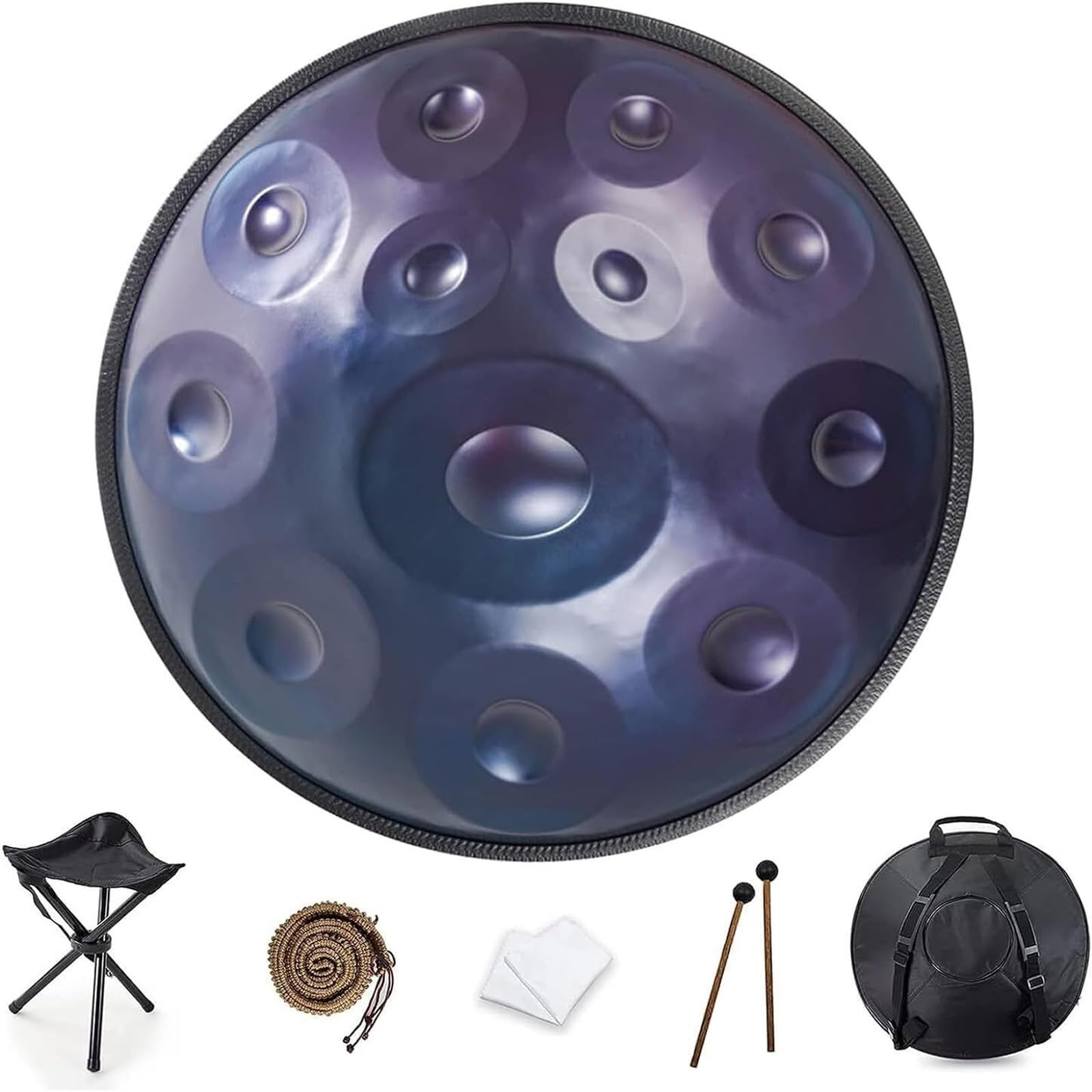 Handpan Drum 12 Nut D Minor 440 Hz Niebieski