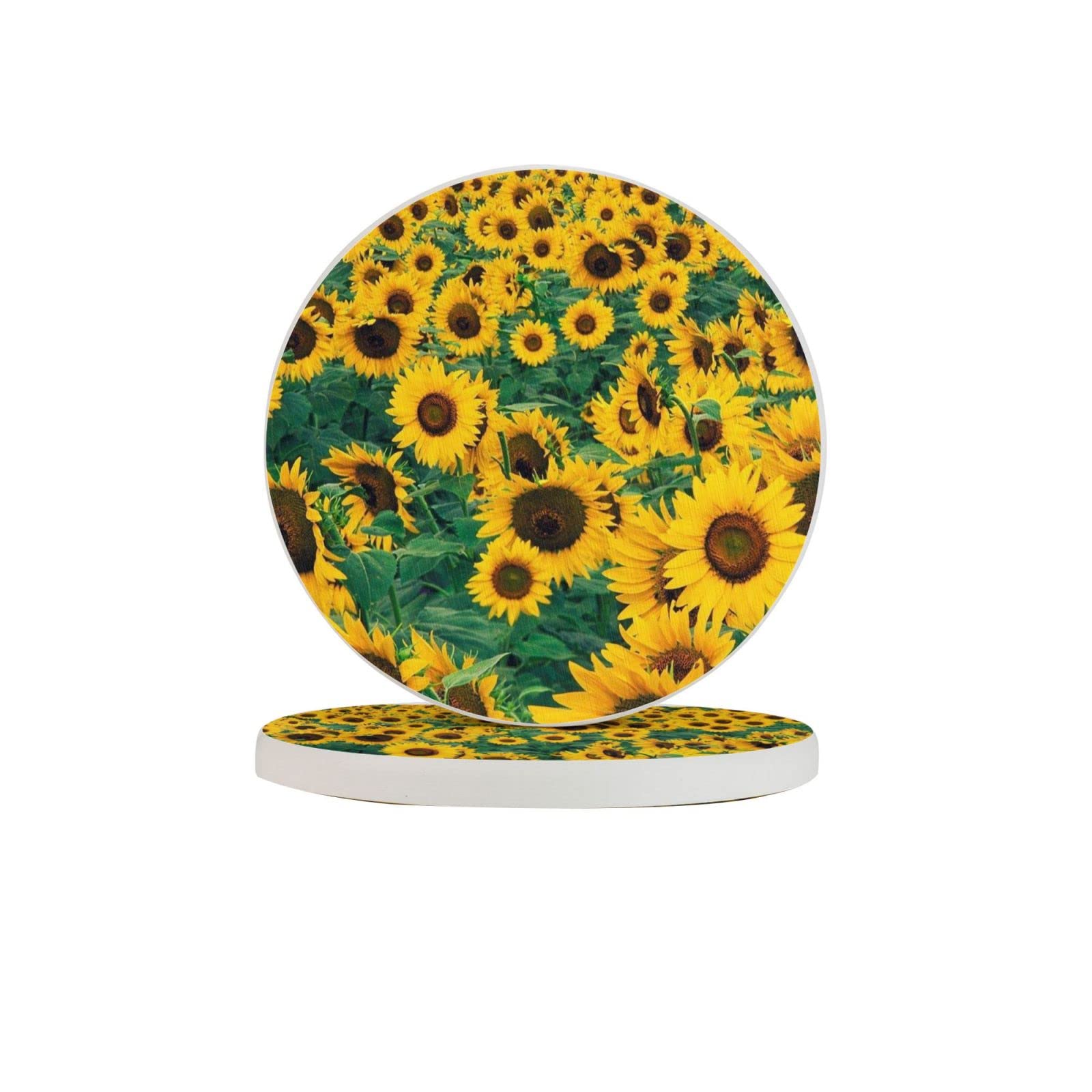 Sunflower Six Piece Drink Coaster for Tabletop Protection Place Mats for Home Decor