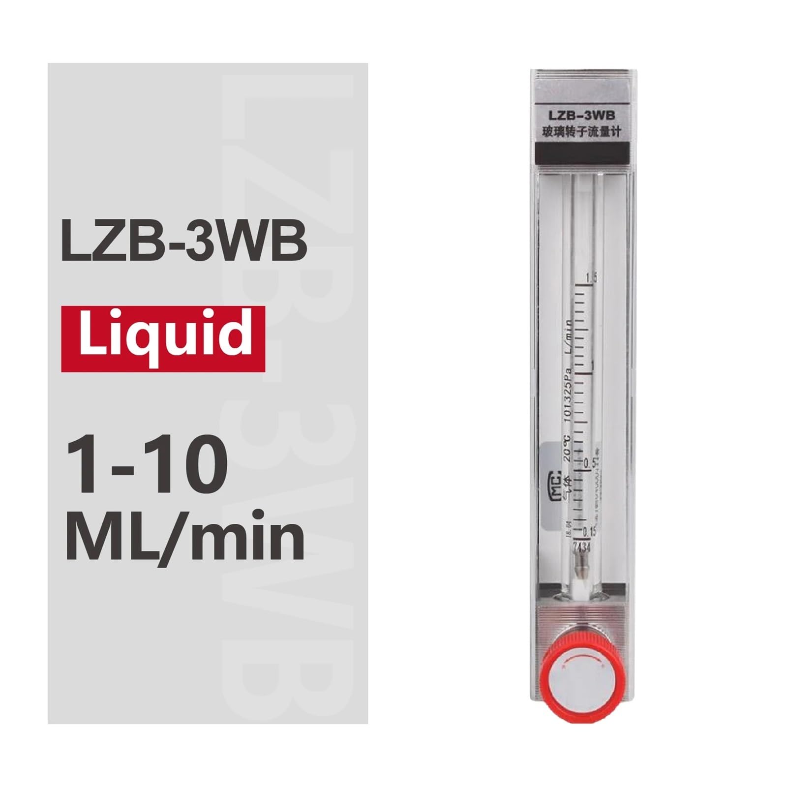Medidor de caudal rotámetro de Tubo de Vidrio LZB-3WB Medidor de caudal de Agua líquida Medidor de caudal de área Variable con Flotador(1-10ml per min)