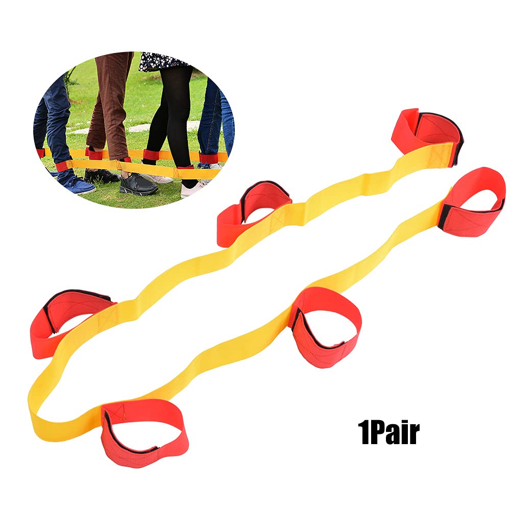 BORDSTRACT Bandes de Course à 3/4/6/8 Pattes, 1 Paire de Bandes de Marche coopératives, pour l'entraînement au Travail d'équipe, Les Jeux de société, la compétition, Les Enfants(6 Legged)
