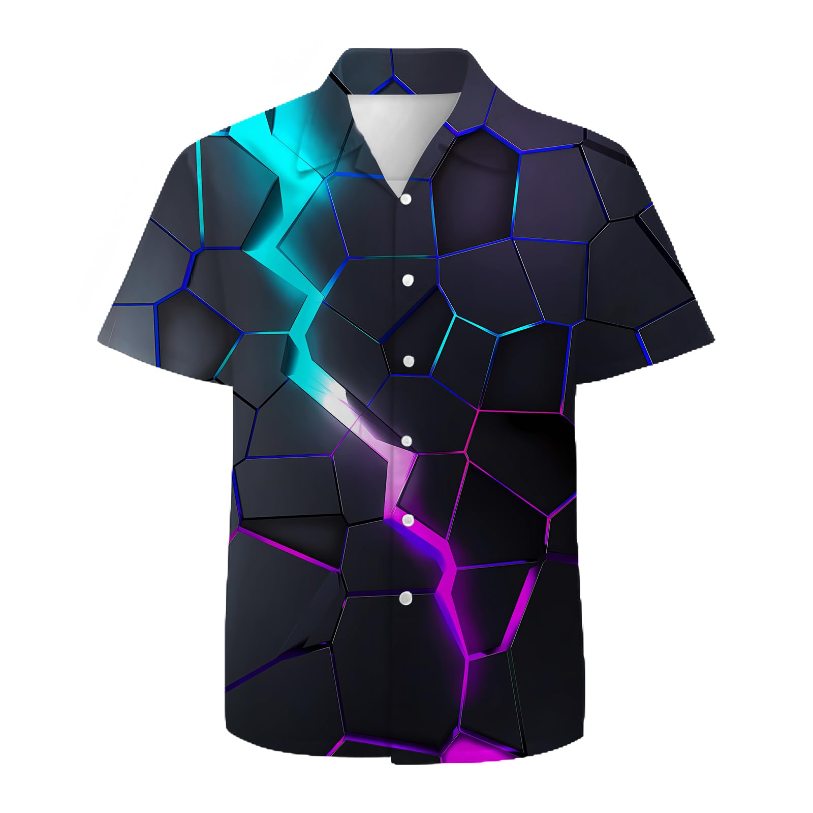 QiErDesign Mens Hawaiian Shirts 3D Graphic Button Down Short Sleeve Tropical Holiday Beach Aloha Shirt