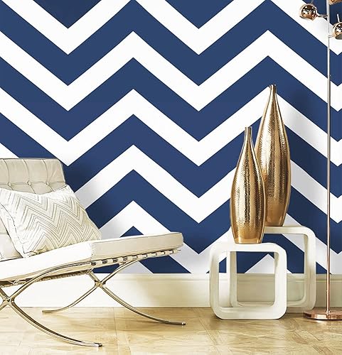 Papel tapiz de 173 x 118 pulgadas papel tapiz de rayas blancas y azules papel de contacto extraíble autoadhesivo impermeable para cubrir la pared