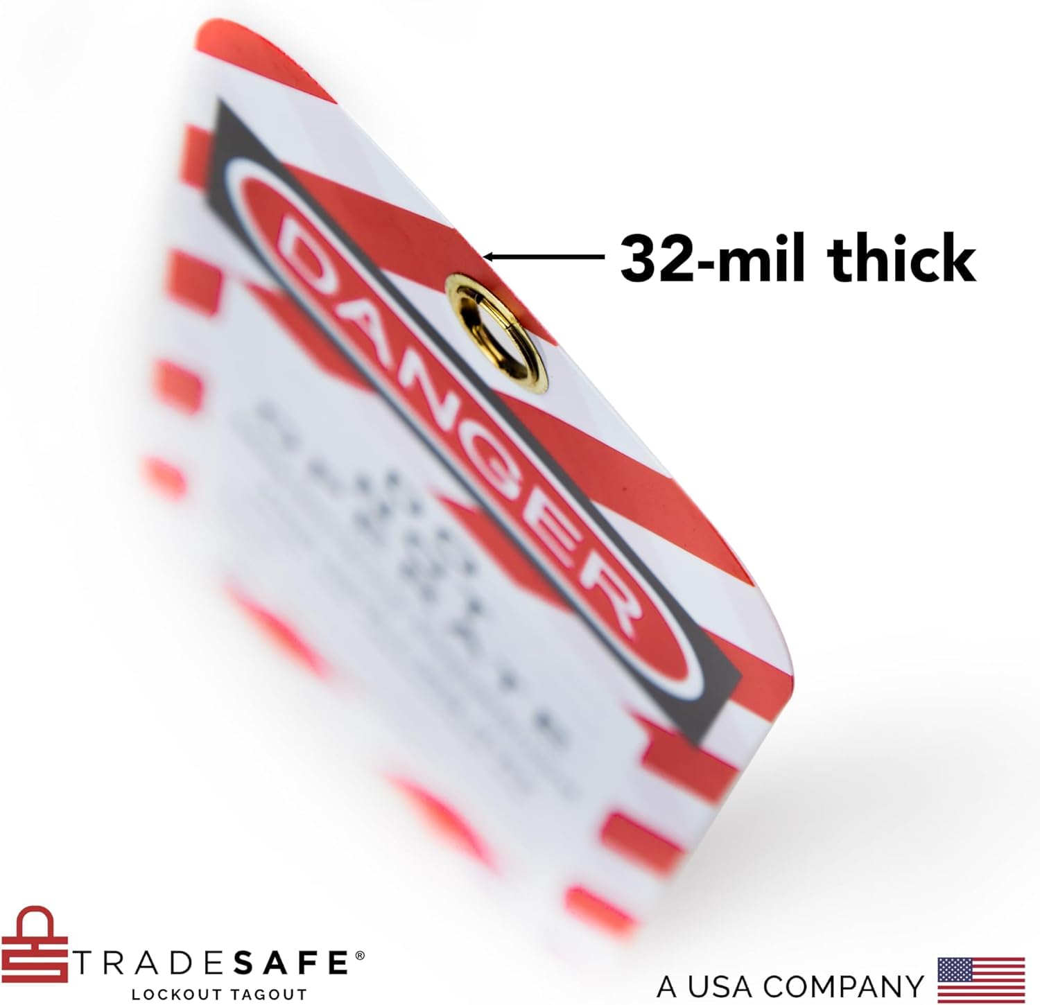 TRADESAFE Etiquetas de bloqueo – 10 etiquetas de peligro no operado con 10 bridas de cremallera, vinilo de alta calidad de 32 mil, etiquetas Loto compatibles con OSHA para etiquetas de bloqueo, fuera